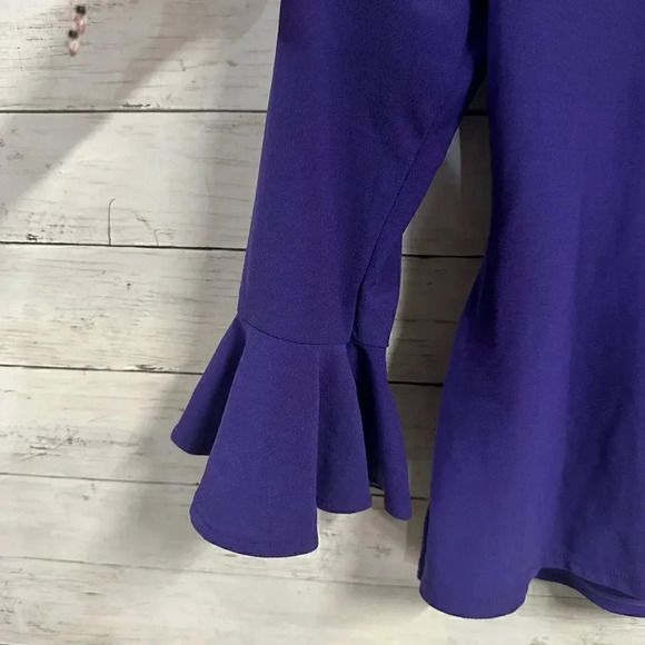 Oscar De La Renta Ruffled Bell Sleeve Purple Blouse - Picture 4 of 7